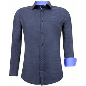 Heren Overhemd Print - Slim Fit  Zwart