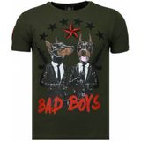 Bad Boys Pinscher - Rhinestone T-Shirt - Groen