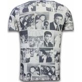 Muhammad Photocollage - Digital Rhinestone T-Shirt - Wit