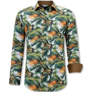 Heren Overhemd Tropical Print  Groen