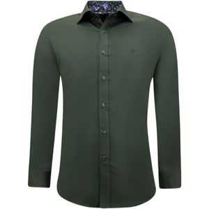 Formele Overhemden Voor Heren - Slim Fit Blouse Stretch - Groen