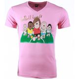 T-Shirt - Football Legends Print - Roze