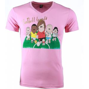 T-Shirt - Football Legends Print - Roze