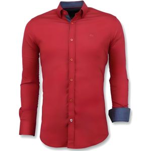 Heren Blanco Overhemden Italiaans - Slim Fit Blouse  Rood