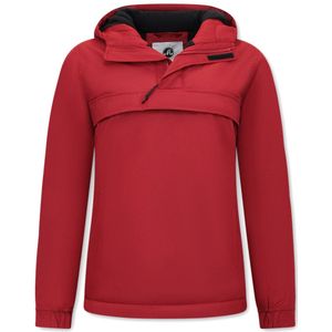 Dames Jas Over Je Hoofd Anorak WinterJas - Rood