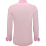 Linnen Overhemd Heren - Regular Fit - Blanco - Roze