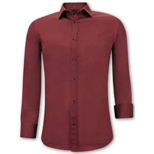 Blanco Heren Satijn Blouse - Slim Fit -  - Bordeaux