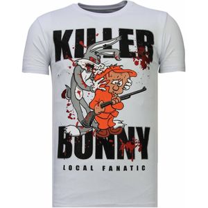 Killer Bunny - Rhinestone T-Shirt - Wit