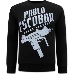 Pablo Escobar Uzi Opdruk Heren Sweater - Zwart