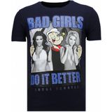 Bad Girls Do It Better - Rhinestone T-Shirt - Navy