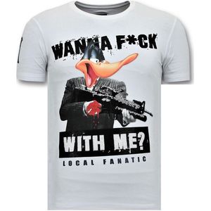 T-Shirt Heren - Shooting Duck Gun - Wit