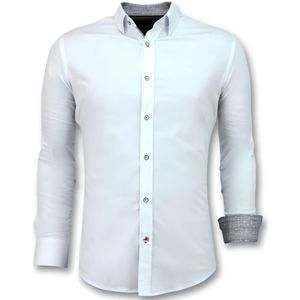 Italiaanse Blouse Heren - Slim Fit Overhemden  Wit