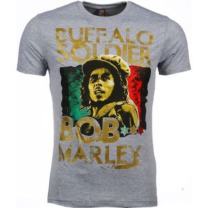 T-Shirt - Bob Marley Buffalo Soldier Print - Grijs
