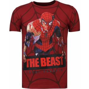 The Beast Spider - Rhinestone T-Shirt - Bordeaux