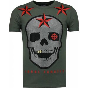 Rough Player Skull - Rhinestone T-Shirt - Groen