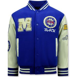 Vintage Oversized American Baseball Jacket Heren -  - Blauw