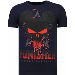 Punisher Mickey - Rhinestone T-Shirt - Navy