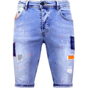 Skinny Jeans Short Heren -  - Blauw