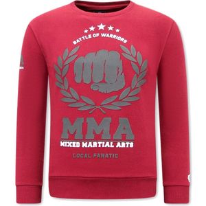 Heren Sweater Print - MMA Fighter - Bordeaux