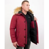 Bontjassen - Heren Winterjas Lang - Grote Bontkraag - Parka - Rood