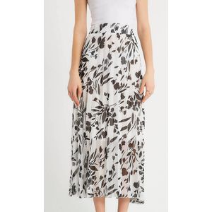 Dames Bloemen Print Lange Rok - M - Wit