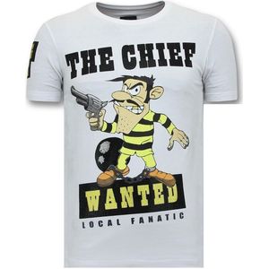 T-Shirt Mannen Print - The Chief Wanted - Wit