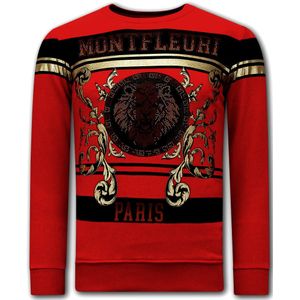 Heren Sweater Print - Leeuw Strass  Rood