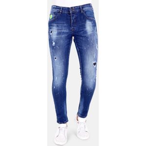 Broek Gaten En Verfspatten -  - Blauw