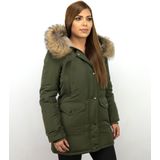 Parka Jas Dames - Bontkraag - Donkergroen