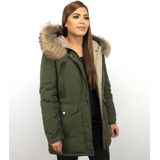 Parka Jas Dames - Bontkraag - Donkergroen