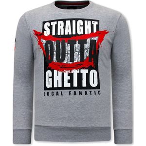 Heren Sweater - Straight Outta Ghetto - Grijs
