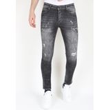 Slim Fit Street Fashion Cotton Jeans Scheuren Heren -MM- Grijs
