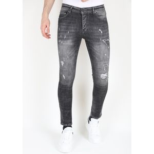 Slim Fit Street Fashion Cotton Jeans Scheuren Heren -MM- Grijs