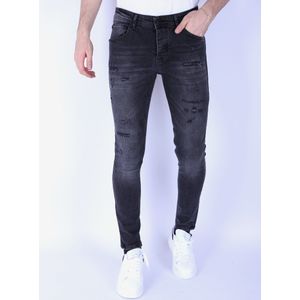 Ripped Jeans Voor Mannen Slim Fit Stretch -  - Zwart
