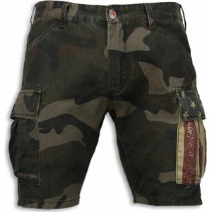 Korte Broeken Heren - Slim Fit Camouflage Shorts - Groen