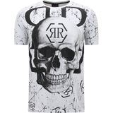 Skull - Rhinestone T-Shirt  Wit
