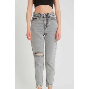 Dames Ripped Spijkerbroek High Waist - D - Grijs