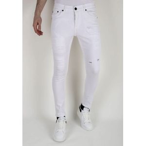 Witte Ripped Jeans Voor Heren Slim Fit -DP