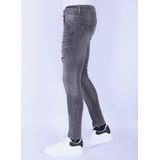 Stonewashed Slim-fit Mannen Jeans Stretch -  - Grijs