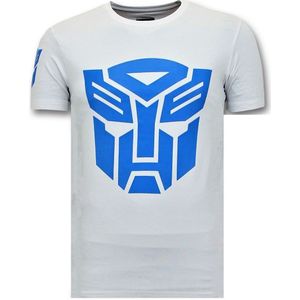 T-Shirt Mannen - Transformers Robots Print - Wit