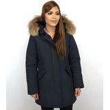 Parka Jas Dames - Bontkraag - Blauw