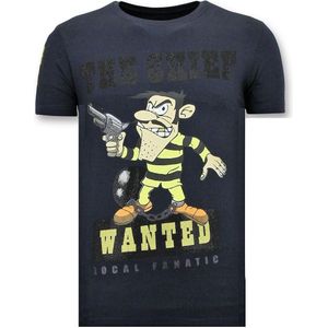 T-Shirt Heren Opdruk - The Chief Wanted - Blauw
