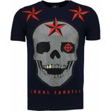 Rough Player Skull - Rhinestone T-Shirt - Navy
