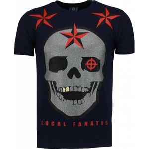 Rough Player Skull - Rhinestone T-Shirt - Navy