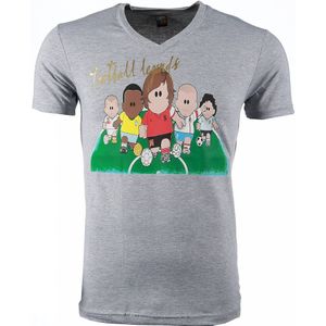 T-Shirt - Football Legends Print - Grijs