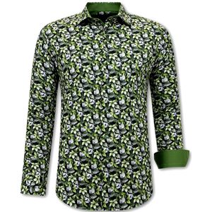 Heren Overhemd Bladeren Print  Groen