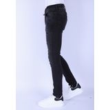 Stone Washing Mannen Slim Fit Jeans Stretch -  - Zwart