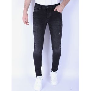 Stone Washing Mannen Slim Fit Jeans Stretch -  - Zwart