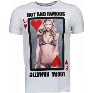 Hot & Famous Poker - Bar Refaeli Rhinestone T-Shirt - Wit