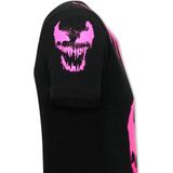 T-Shirt Opdruk Heren - Venom Face Neon - Zwart